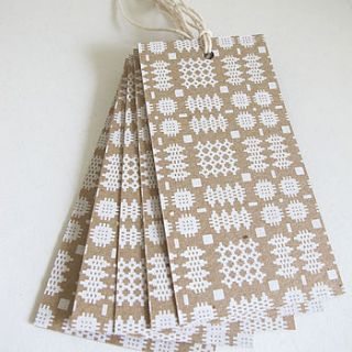 welsh blanket print gift tag by peris and corr