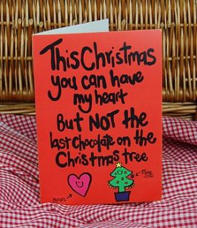'christmas tree chocolate' christmas card by peas in a pod
