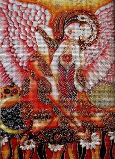 Printed needlepoint "Angel's Dream (had known as N.Sokolova)" canvas on 18 mesh n Zweigart Mono Deluxe canvas material (Stitching area  12 x 9)
