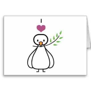 Dove ~ I Love Peace Bird Cartoon Greeting Card