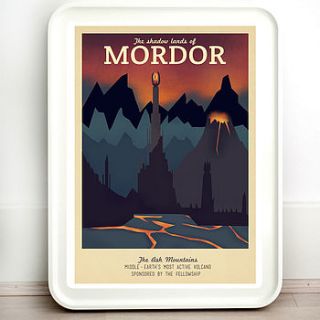 lord of the rings mordor retro travel print by teacup piranha