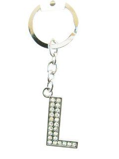 Rhinestone Diamond Letter 'L' Keychain Zipper Pull   Letter L Keychain Toys & Games