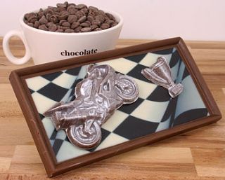 racing biker belgian milk chocolate gift by unique chocolate