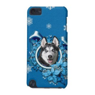 Christmas   Blue Snowflakes   Siberian Husky iPod Touch 5G Cases