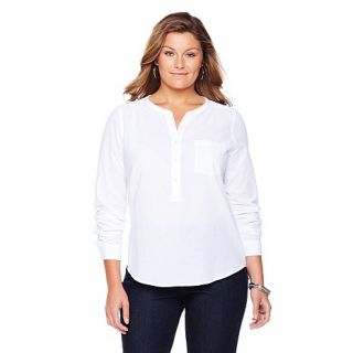 NYDJ Cotton Gauze Long Sleeve Shirt   Plus