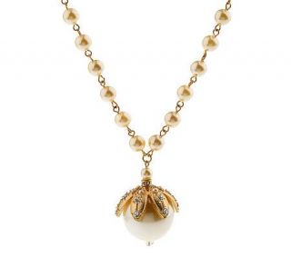 Isaac Mizrahi Live Simulated Pearl Drop Necklace —