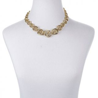 Roberto by RFM "Labirinto" Crystal Goldtone Swirl 17 1/4" Necklace