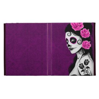 Day of the Dead Sugar Skull Girl   purple iPad Folio Cover