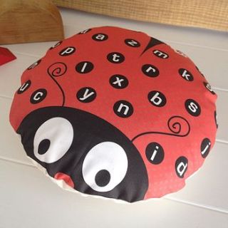 a children's ladybird alphabet cushion by halfpinthome