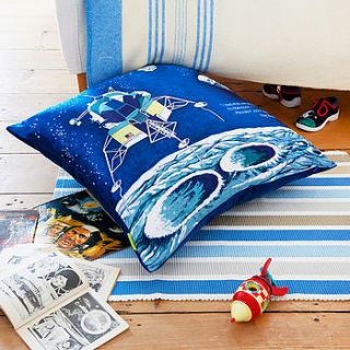 blue apollo moon upcycled scarf cushion cover by hunted and stuffed