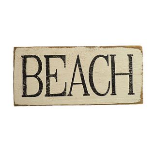 handmade weathered 'beach' sign by delightful living
