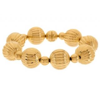 Oro Nuovo Fluted Bead Bracelet with Magnetic Clasp 14K 
