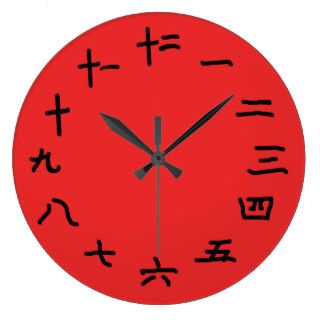 Chinese Numbers on Red Wall Clock