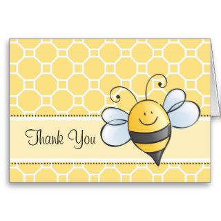 Thank You Note Card  Yellow Bumble Bee Card