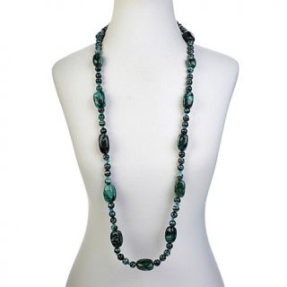 Jay King Sleeping Beauty Turquoise and Green Plume Bead Sterling Silver 42" Nec