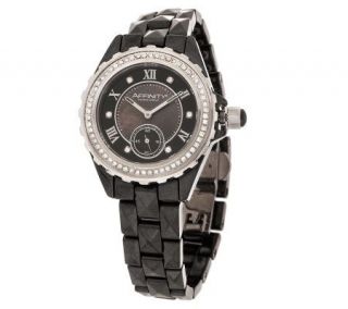 AffinityDiamond 1/2 ct tw Black Faceted Ceramic Watch Stainless Steel —