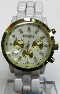 Finesse unisex chronograh looking white watches 