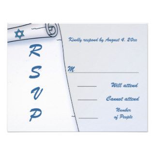 Blue Scroll Bar Mitzvah RSVP Personalized Announcement