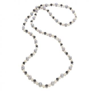 Imperial Pearls Cultured Freshwater Pearl and Hematite Sterling Silver 36" Neck