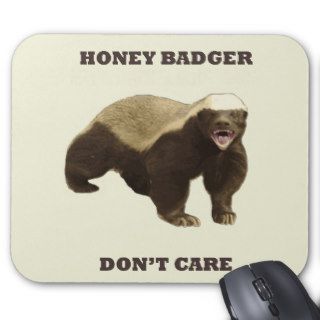 Honey Badger Don't Care On Beige Cream Background Mouse Pad