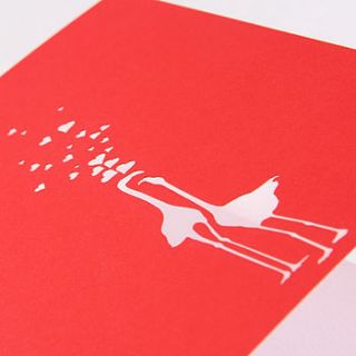 flamingo kisses   laser cut valentine's card by cutture