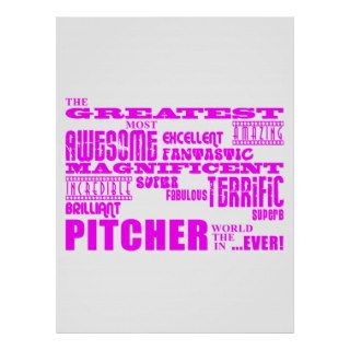 Girls Baseball  Pink Greatest Pitcher Print