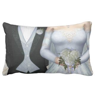 Bride and Groom (blue) Wedding Pillow