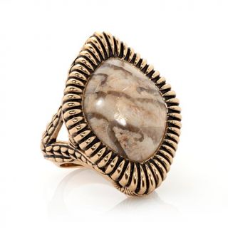 Studio Barse "Embroidery" Jasper and Bronze Frame Ring