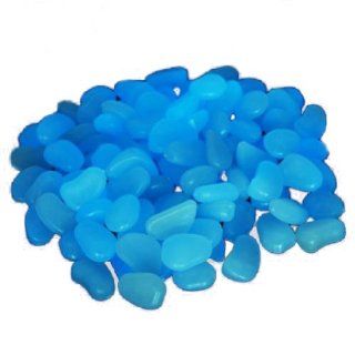 100 Man made Glow in the Dark Pebbles Stone for Garden Walkway Sky Blue  Making Your Garden or Yard Looks Different from Your Neighbors' at night  