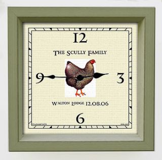personalised chicken wall clock by alphabet gifts