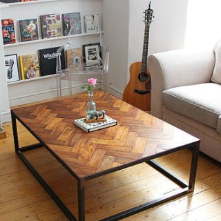 large upcycled parquet floor coffee table by ruby rhino