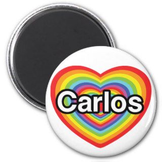 I love Carlos rainbow heart Fridge Magnet