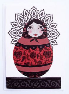 russian doll blank card by pomegranate prints