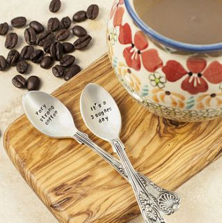 personalised silver plated coffee spoon set by the cutlery commission