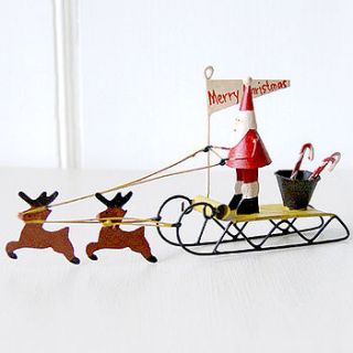 father christmas sleigh decoration by red lilly