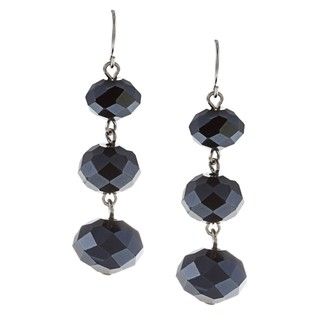 Kenneth Cole Navy Faceted 3 bead Drop Earrings Kenneth Cole Fashion Earrings