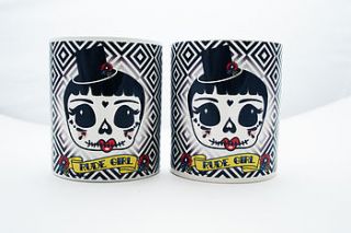 rude skully girl mug by wunderpop hip & funky design