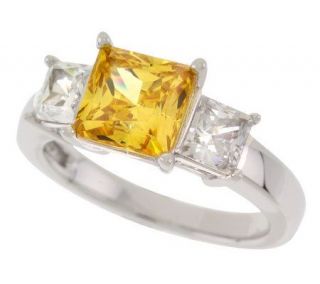 Epiphany Platinum Clad Diamonique Lemon Yellow Princess Ring —