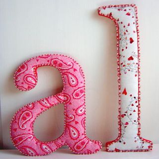 fabric covered beaded letter by hamble & pops