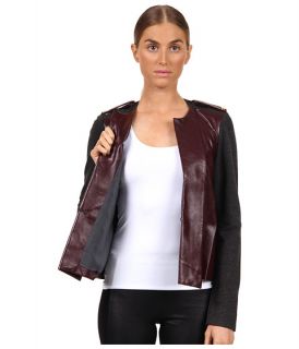 Rachel Roy Leather Mix Jacket Plum/Grey Melange