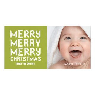 MERRY MERRY CHRISTMAS HOLIDAY PHOTO CARD GREEN