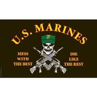 U.S. Marines Mess With The Best Die Like The Rest Flag 3ft x 5ft  Outdoor Flags  Patio, Lawn & Garden