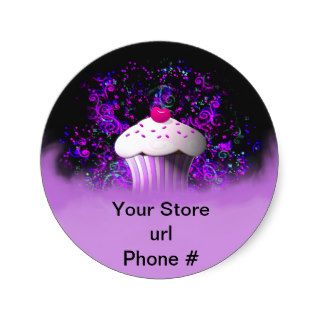 Purple Cupcake Sticker Promote Your Business