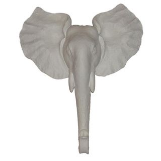Matte White Elephant Head Ceramic Wall Plaque Accent Pieces