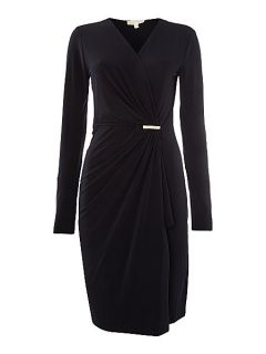 Michael Kors Cross over wrap dress with pin detail Navy