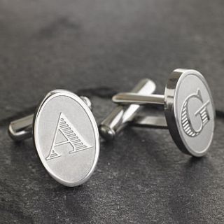 monogrammed etched cufflinks and keyring by the letteroom