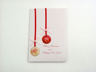 handmade christmas tree baubles card by nyoki handmade london