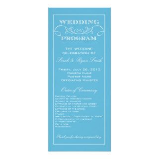 Elegant Blue Swirl Wedding Program Personalized Invitation
