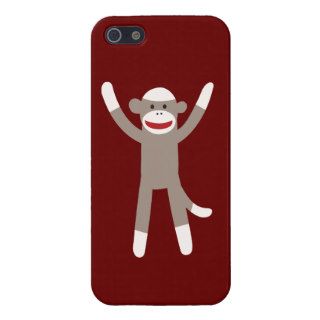 Sock Monkey Hands Up Red Tan iPhone 5 Case