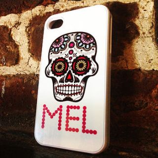 personalised sugar skull case for iphone by pickle pie gifts